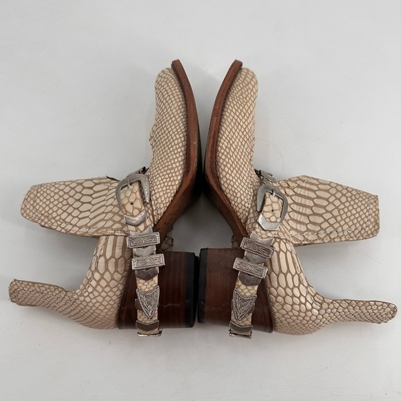 Freebird White Leather Snake Embossed Blade Boho Western Boots 8 - Picture 6 of 12